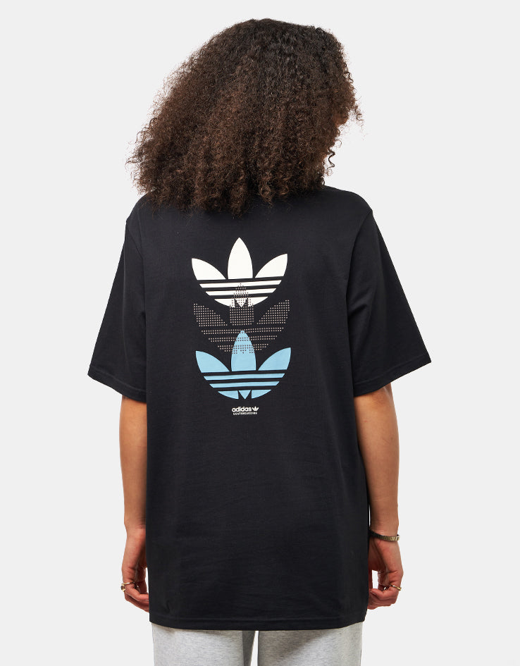 adidas Triple Trefoil T-Shirt - Black/Preloved Blue