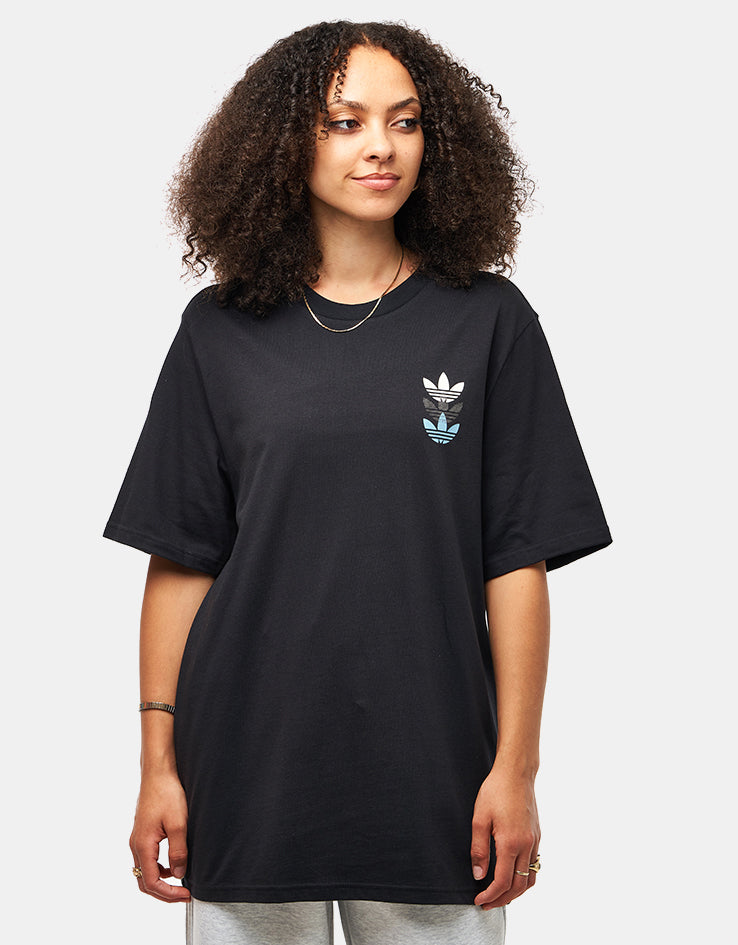 adidas Triple Trefoil T-Shirt - Black/Preloved Blue