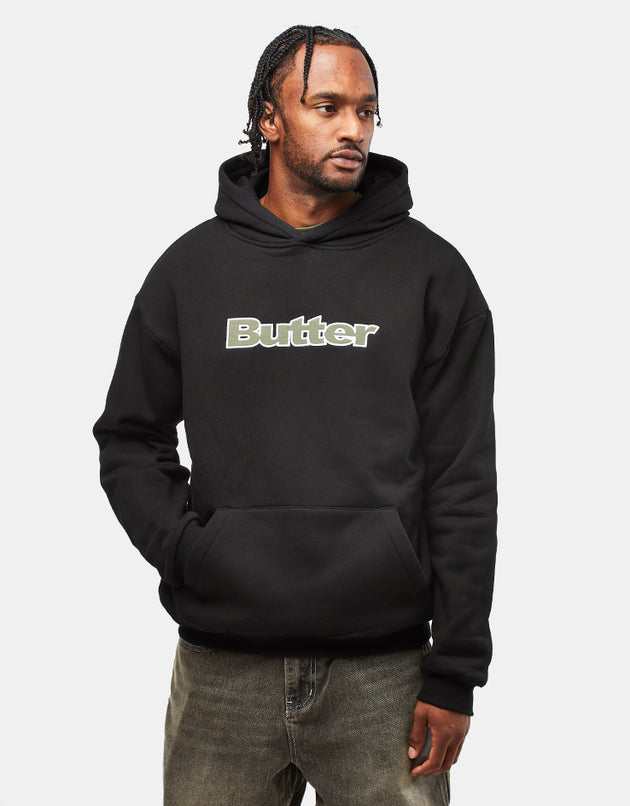 Butter Goods Ripstop Logo Applique Pullover Hoodie - Black