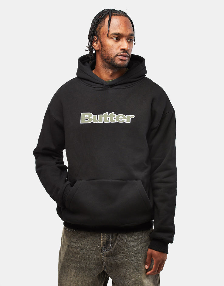 Butter Goods Ripstop Logo Applique Pullover Hoodie - Black