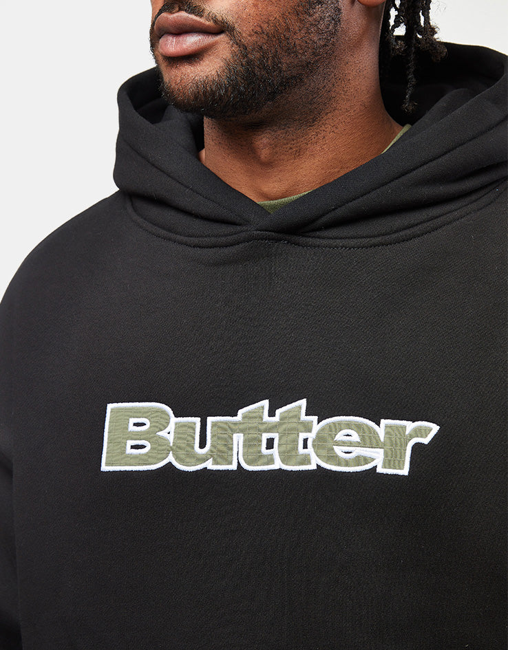 Butter Goods Ripstop Logo Applique Pullover Hoodie - Black