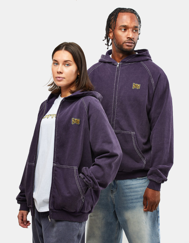 Butter Goods Sketch Zip-Thru Hoodie - Eggplant
