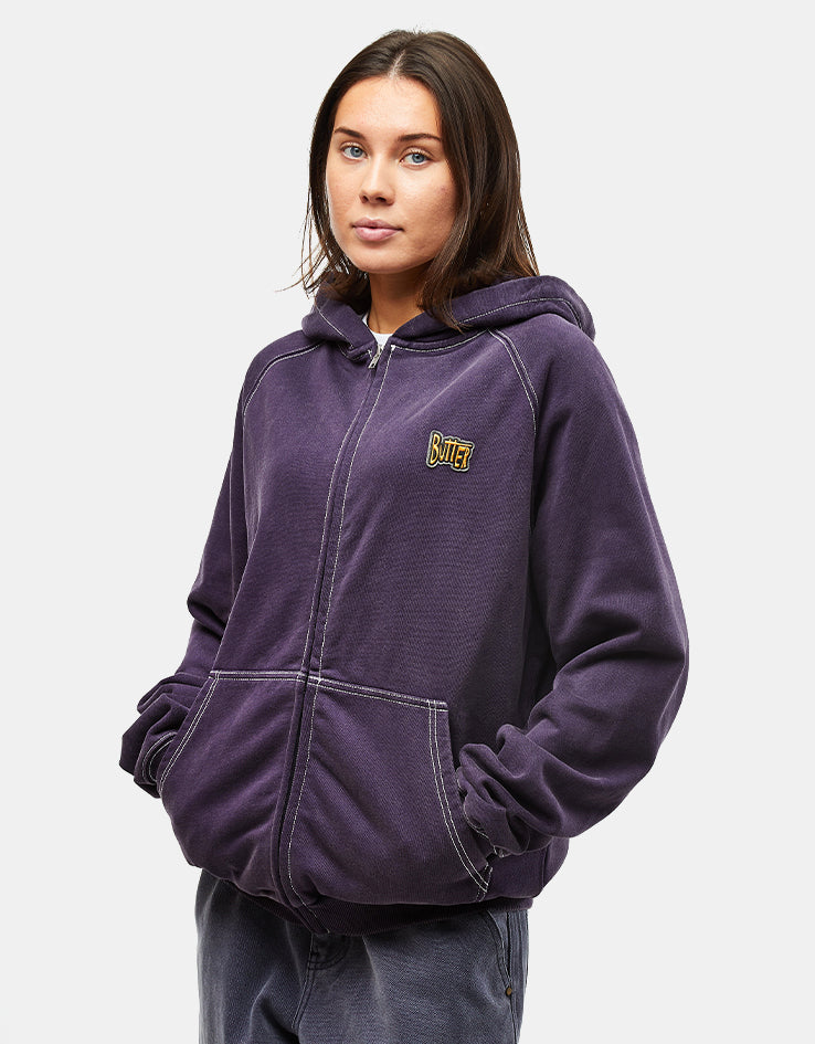 Butter Goods Sketch Zip-Thru Hoodie - Eggplant