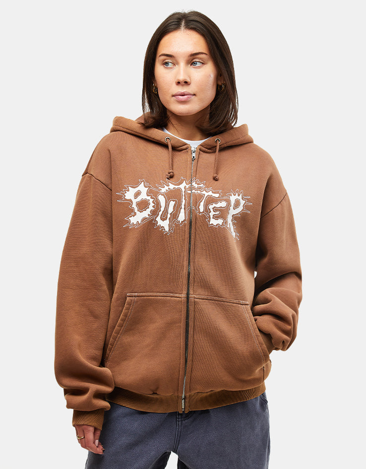 Butter Goods Eruption Zip-Thru Hoodie - Chocolate
