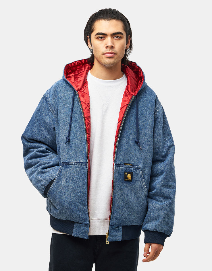 Carhartt WIP 50 Years Anniversary Reversible OG Active Jacket Denim - Blue/USA Red (Stone Bleached)