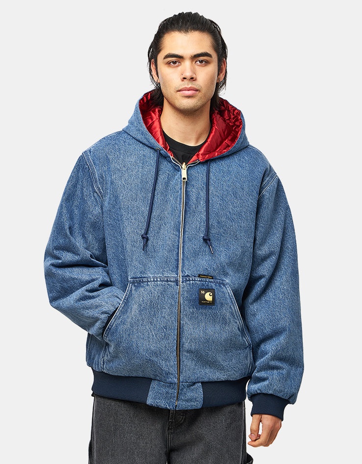 Carhartt WIP 50 Years Anniversary Reversible OG Active Jacket Denim - Blue/USA Red (Stone Bleached)