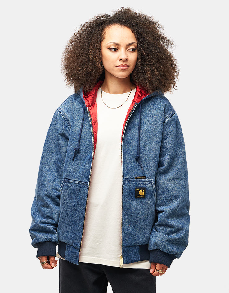 Carhartt WIP 50 Years Anniversary Reversible OG Active Jacket Denim - Blue/USA Red (Stone Bleached)