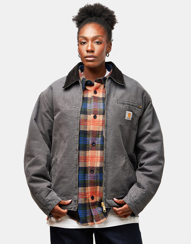 Carhartt WIP OG Detroit Jacket - Graphite/Black (Stone Canvas)