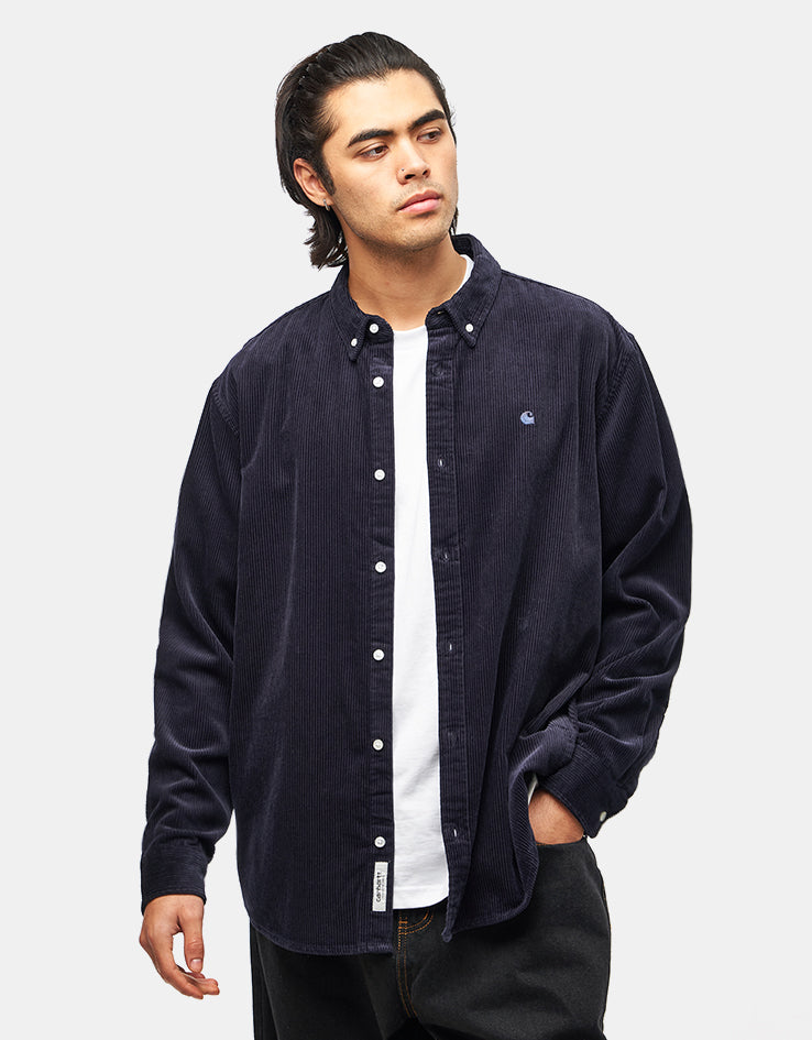 Carhartt WIP L/S Madison Cord Shirt - Dark Navy/Dark Navy