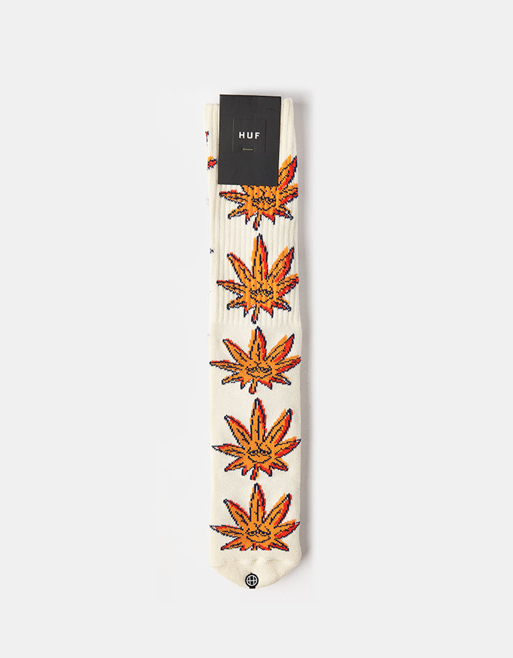 HUF Green Buddy Doodle Crew Socks - Natural