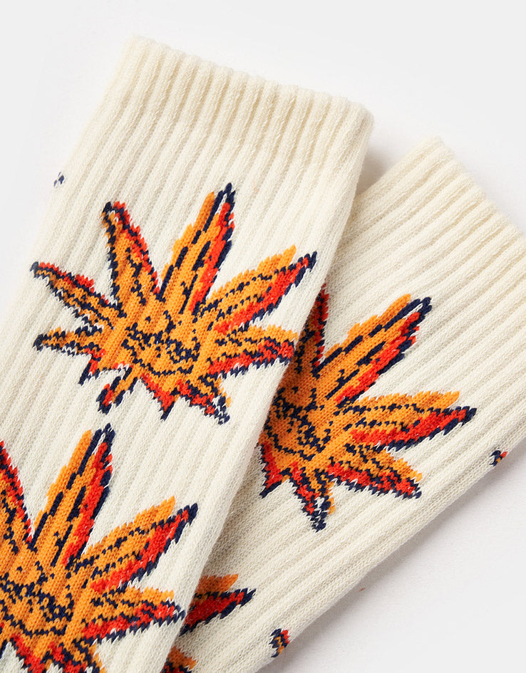 HUF Green Buddy Doodle Crew Socks - Natural