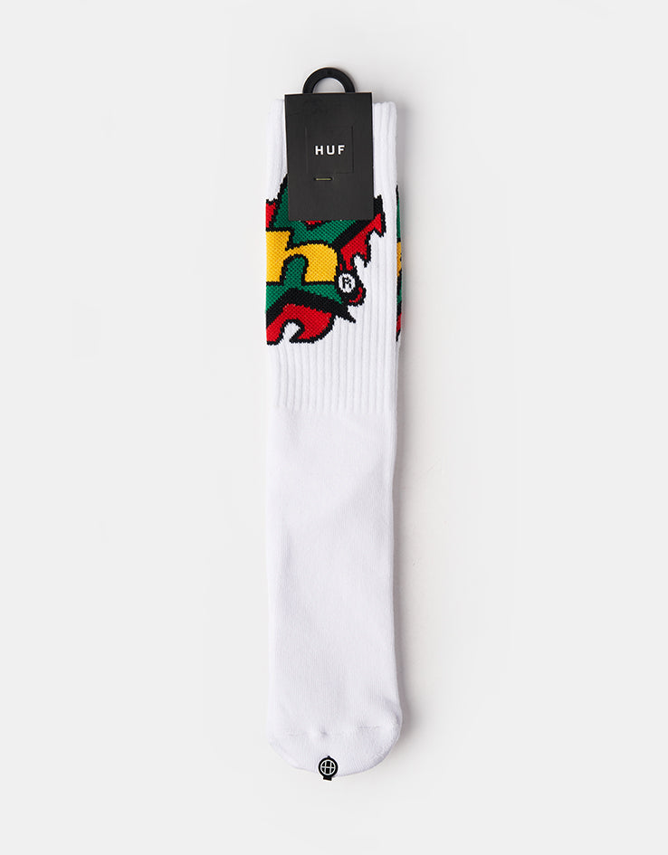 HUF H Bit Crew Socks - White