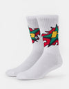 HUF H Bit Crew Socks - White