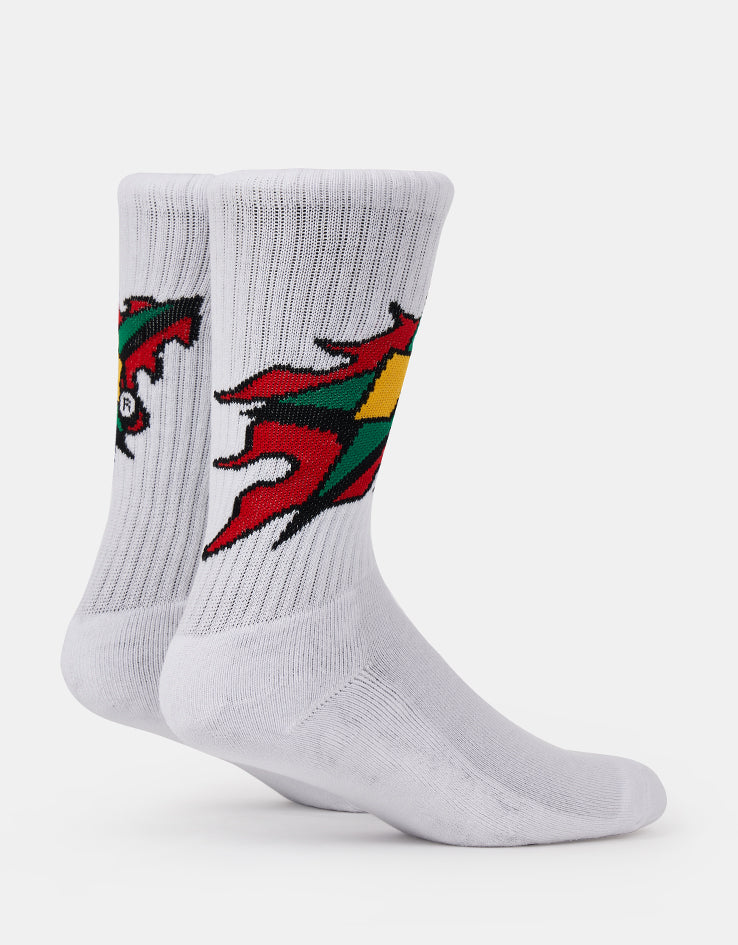 HUF H Bit Crew Socks - White