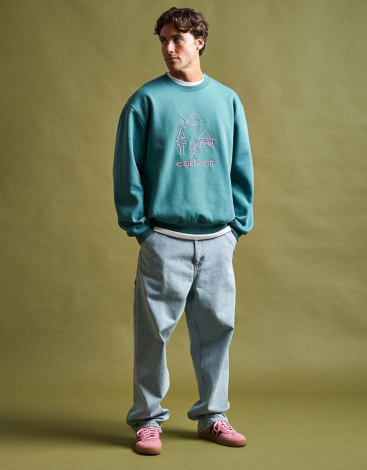 Carhartt WIP Single Knee Pant - Blue Heavy Stone Bleached