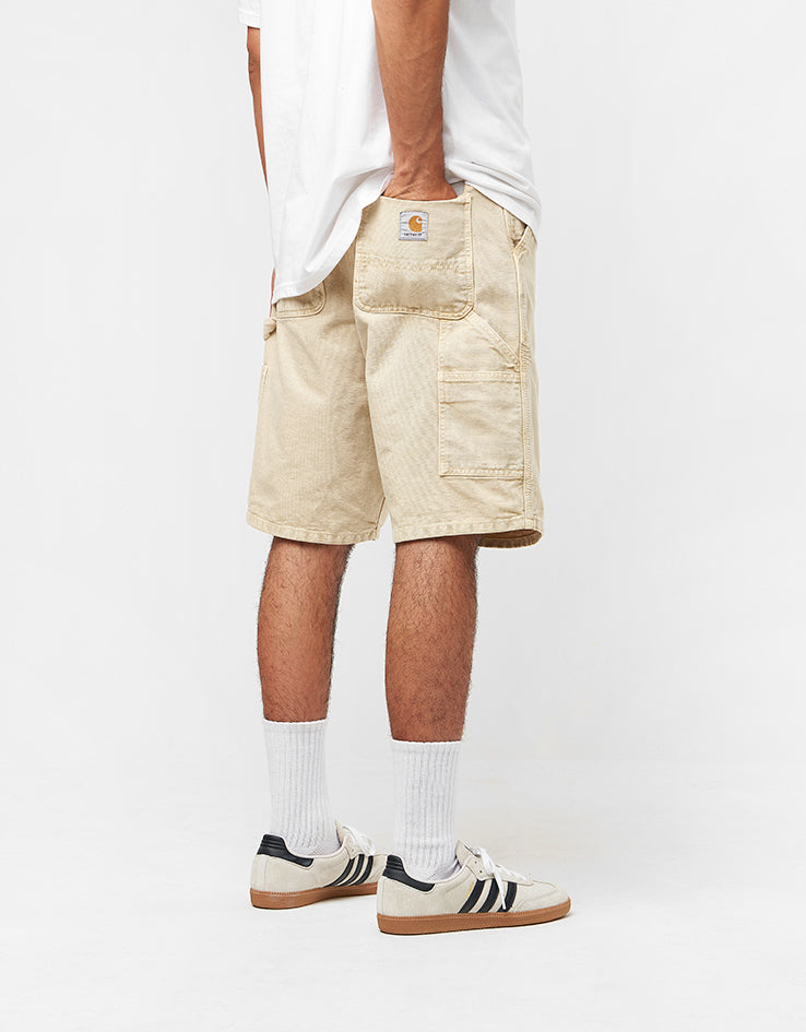 Carhartt WIP Single Knee Canvas Shorts - Dusty Hamilton Brown (Chalk Wash)