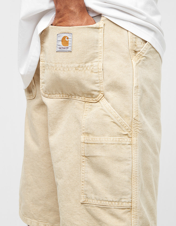 Carhartt WIP Single Knee Canvas Shorts - Dusty Hamilton Brown (Chalk Wash)