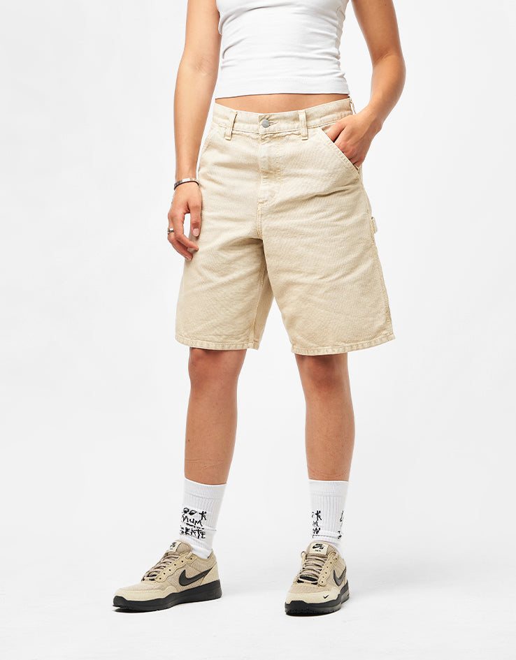 Carhartt WIP Single Knee Canvas Shorts - Dusty Hamilton Brown (Chalk Wash)