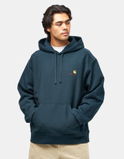 Carhartt WIP Hooded American Script Sweatshirt - Deep Lagoon