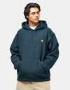 Carhartt WIP Hooded American Script Sweatshirt - Deep Lagoon