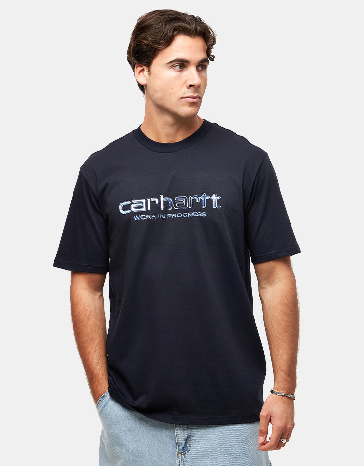 Carhartt WIP Solar Chrome Script T-Shirt - Dark Navy