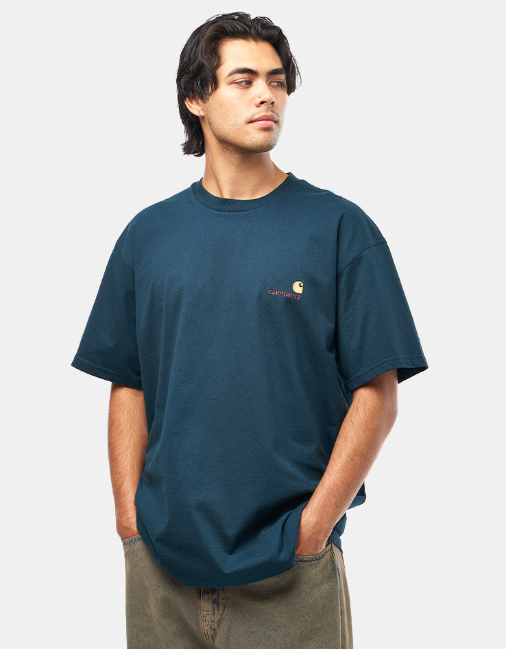 Carhartt WIP S/S American Script T-Shirt - Deep Lagoon