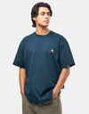 Carhartt WIP S/S American Script T-Shirt - Deep Lagoon