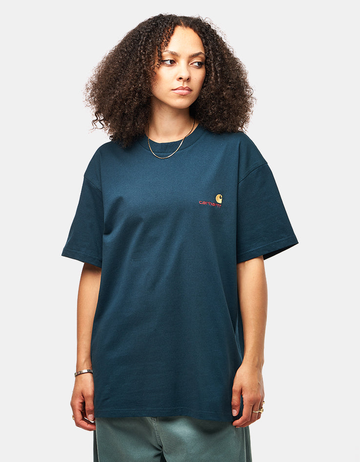 Carhartt WIP S/S American Script T-Shirt - Deep Lagoon