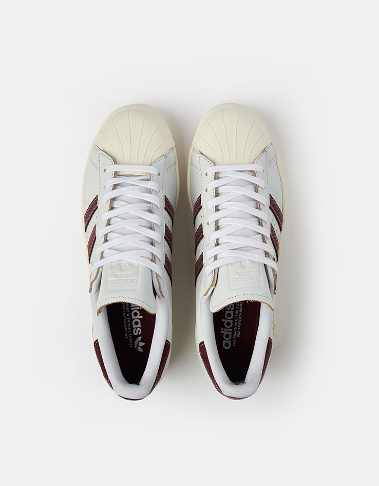 adidas Superstar 80 ADV Skate Shoes - Crystal White/Shadow Red/Off White