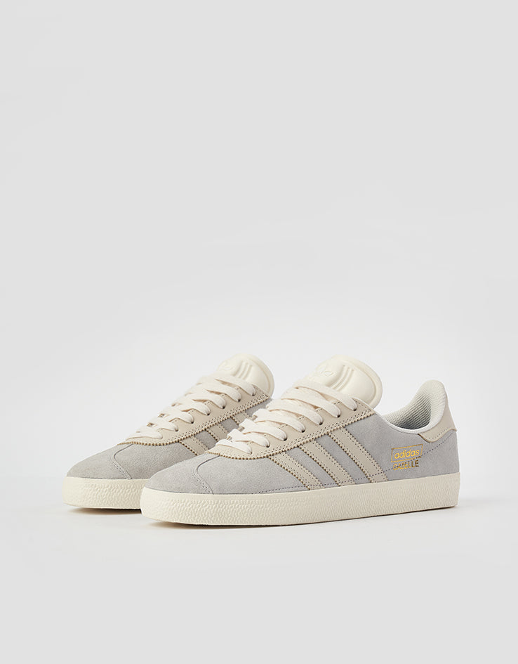 adidas Gazelle ADV Skate Shoes - Grey/Chalk White/Gold Metallic