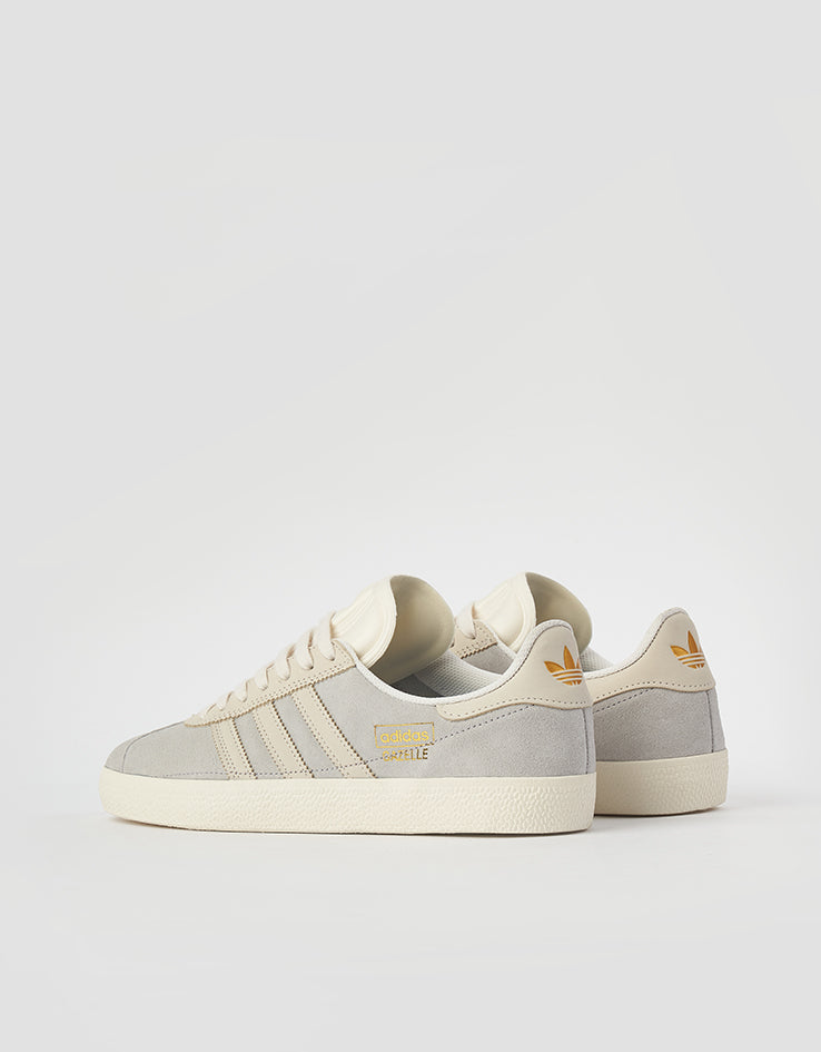 adidas Gazelle ADV Skate Shoes - Grey/Chalk White/Gold Metallic