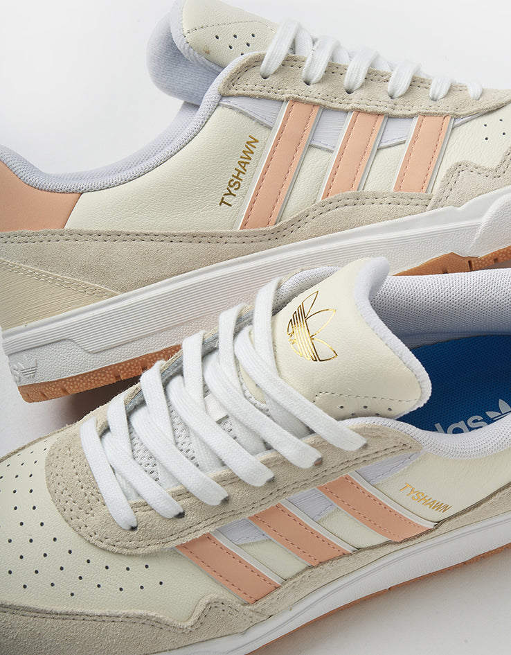 adidas Tyshawn II Skate Shoes - Wonder White/Powder Coral/Off White