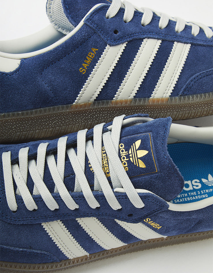 adidas Samba ADV Skate Shoes - Dark Blue/Grey/Gum