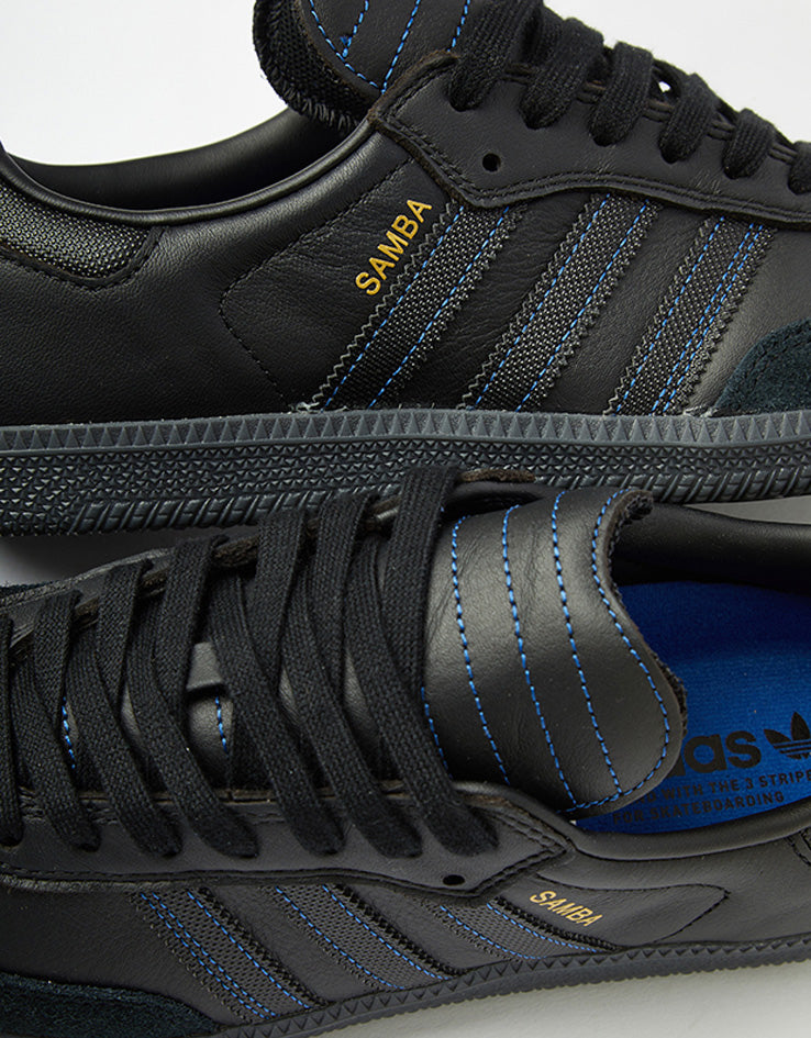 adidas Samba ADV Skate Shoes - Core Black/Core Black/Team Royal Blue