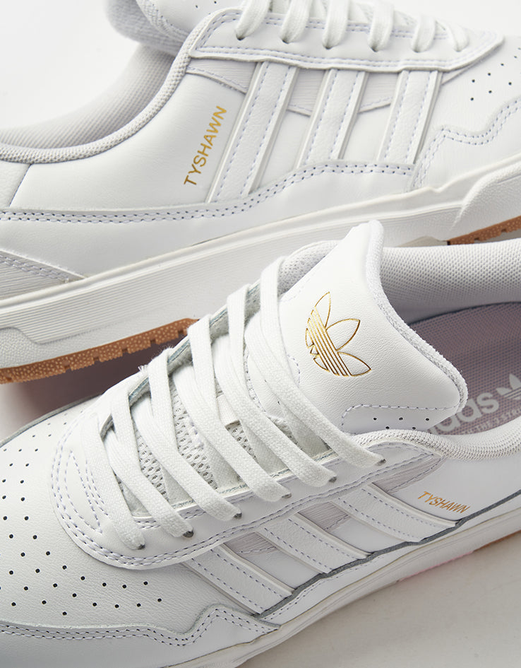 adidas Tyshawn II Skate Shoes - White/White/Gum