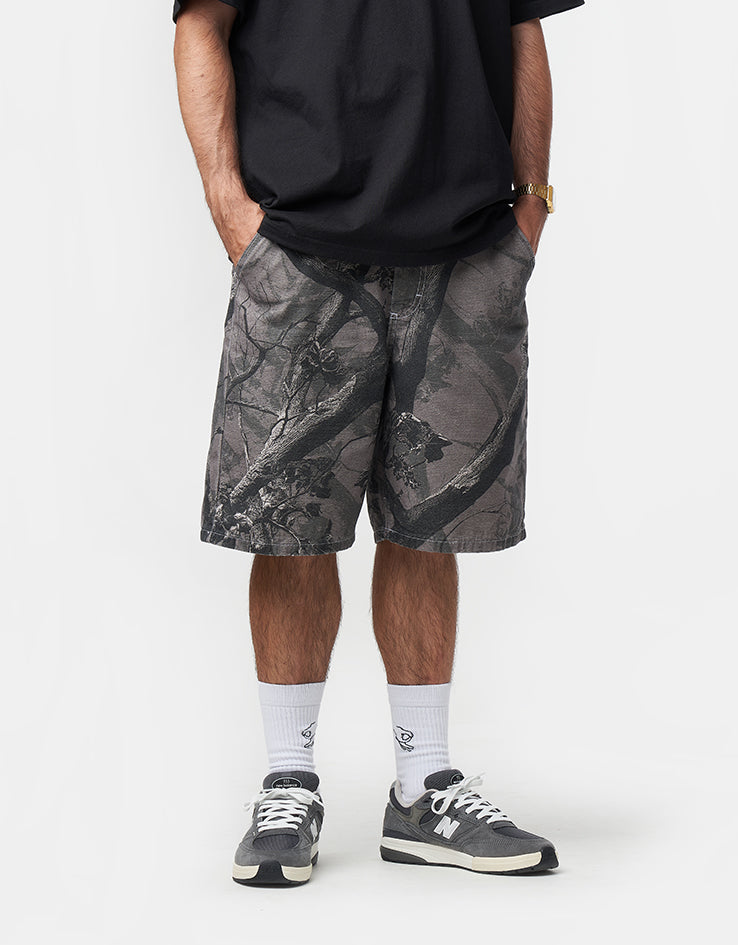 Route One Super Baggy Canvas Shorts - Tree Camo (Black)