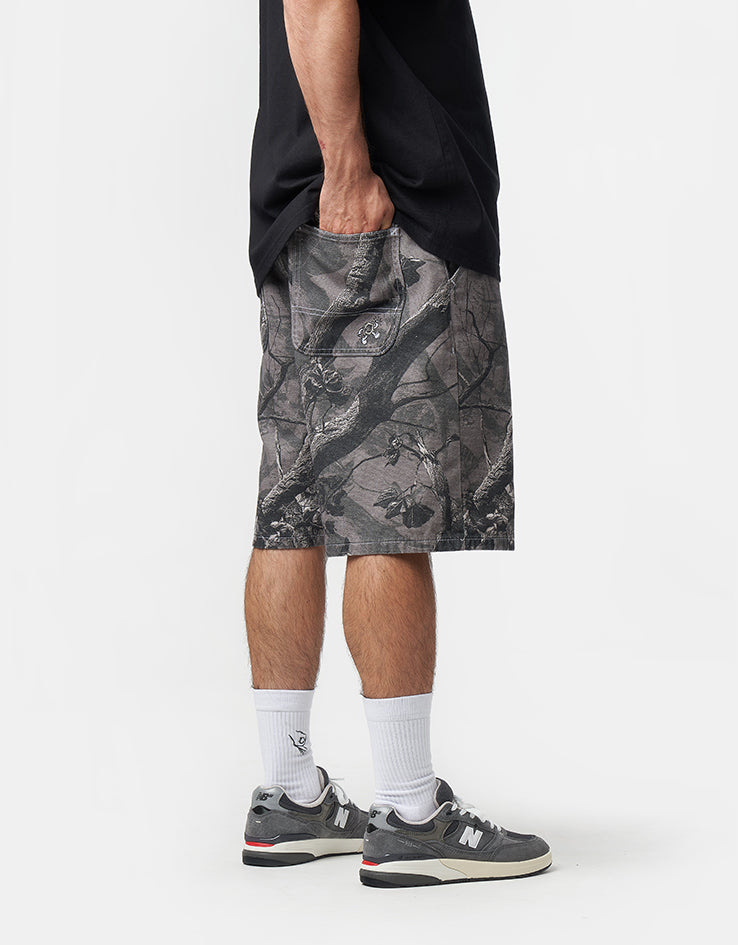 Route One Super Baggy Canvas Shorts - Tree Camo (Black)
