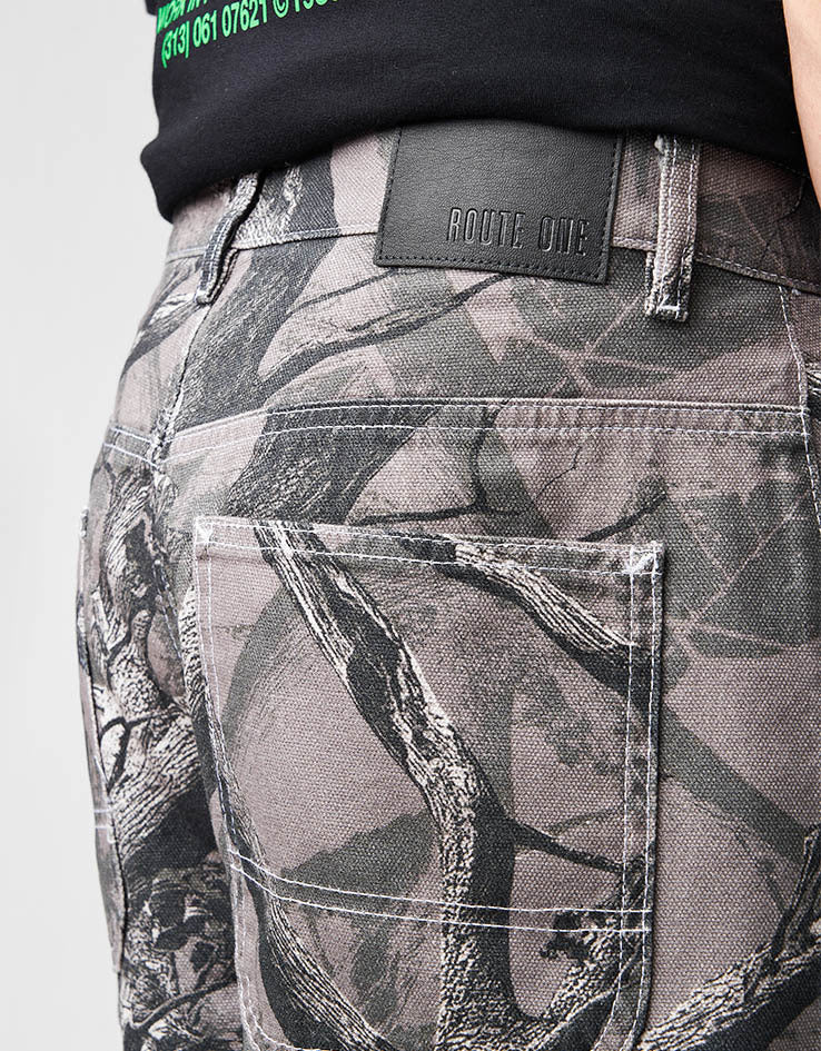 Route One Super Baggy Canvas Pants - Tree Camo (Black)