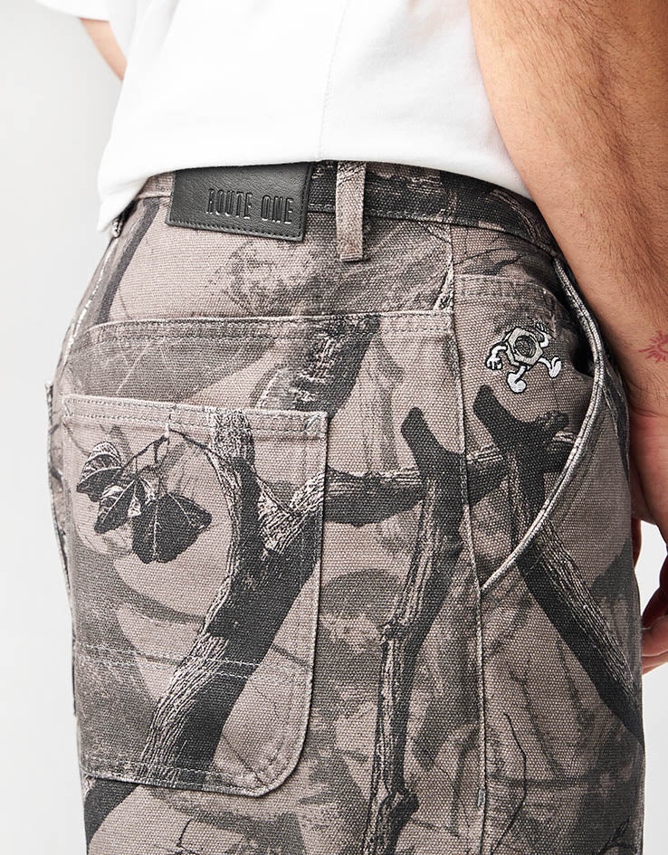 Route One Super Baggy Canvas Pants - Tree Camo (Black)