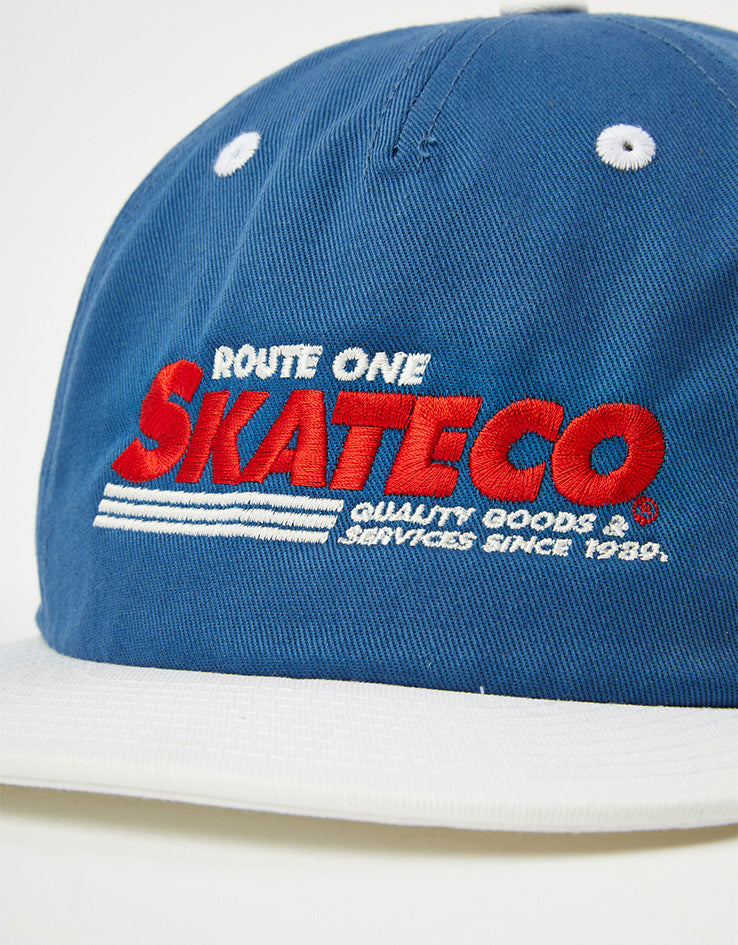 Route One Skateco Unstructured Snapback Cap - Air Force Blue/Natural