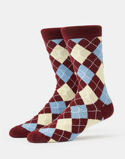 Route One Argyle Socks - Burgundy/Blue