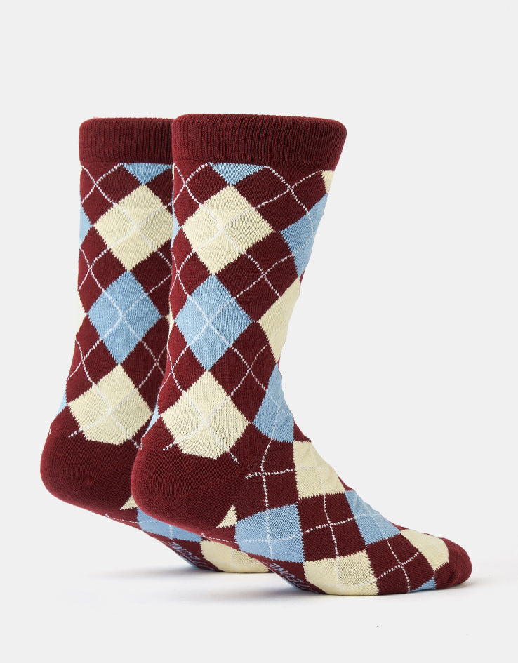 Route One Argyle Socks - Burgundy/Blue