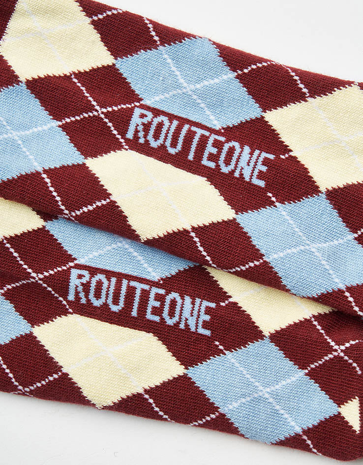 Route One Argyle Socks - Burgundy/Blue