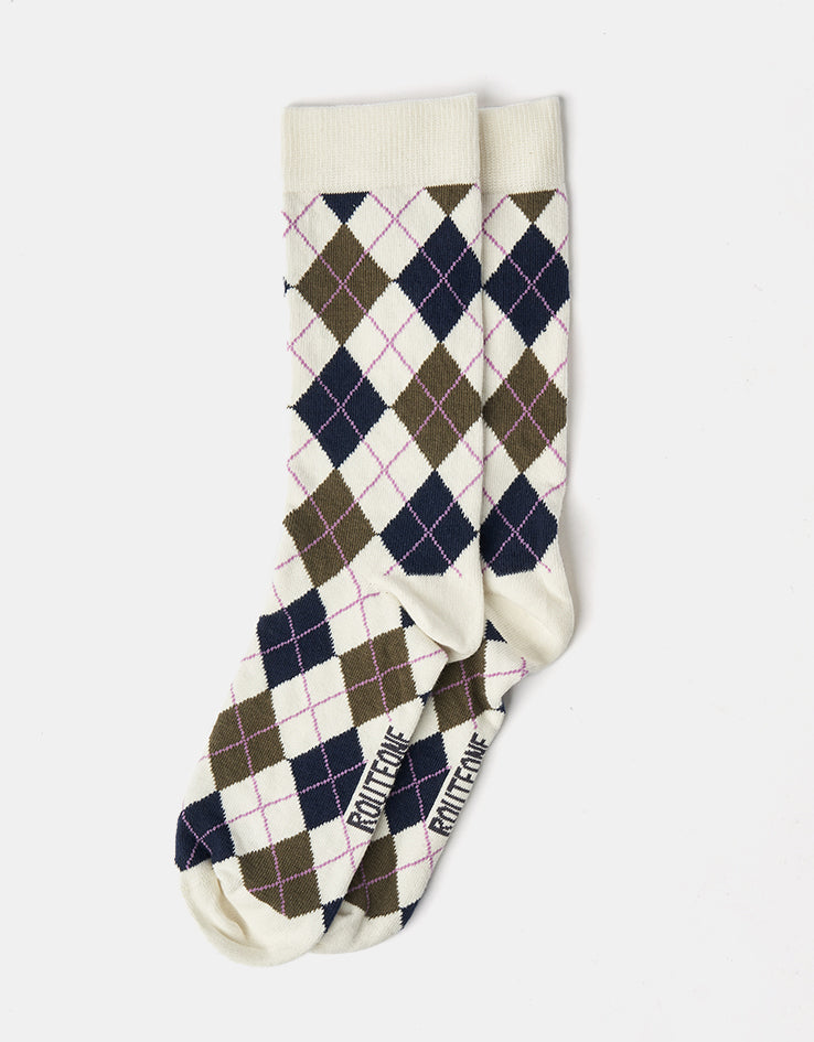 Route One Argyle Socks - Navy/Green
