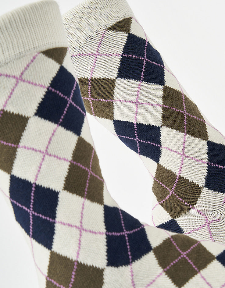 Route One Argyle Socks - Navy/Green