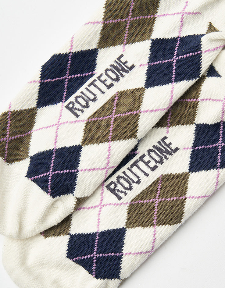 Route One Argyle Socks - Navy/Green