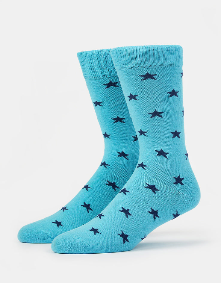 Route One All Over Stars Socks - Light Blue/Dark Blue