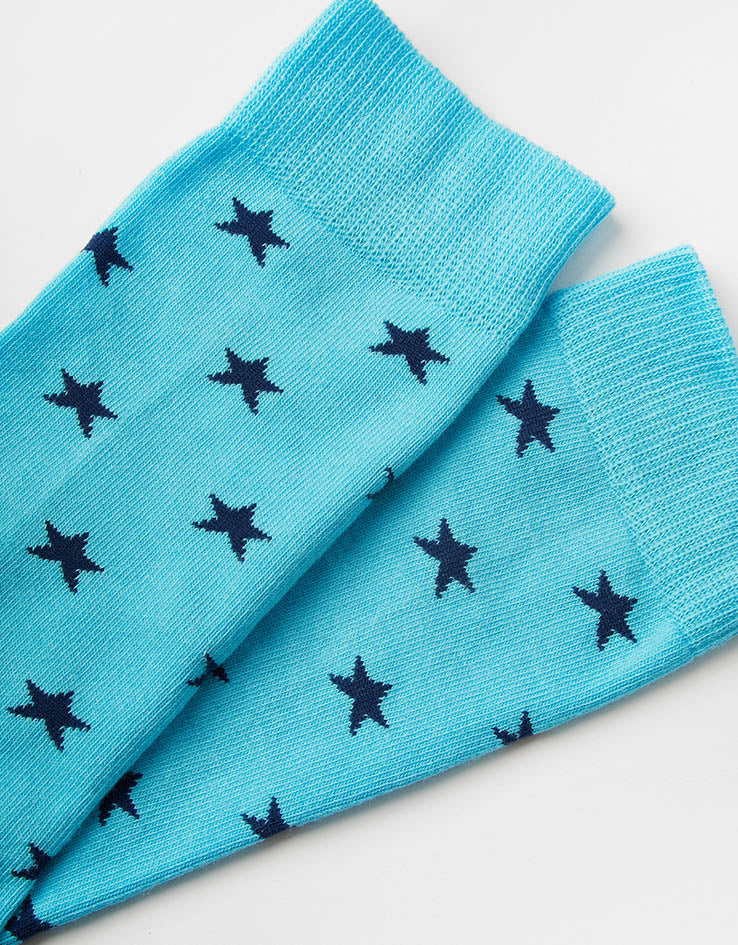 Route One All Over Stars Socks - Light Blue/Dark Blue