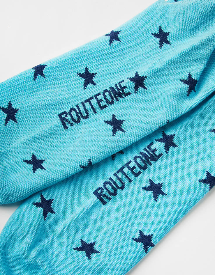 Route One All Over Stars Socks - Light Blue/Dark Blue