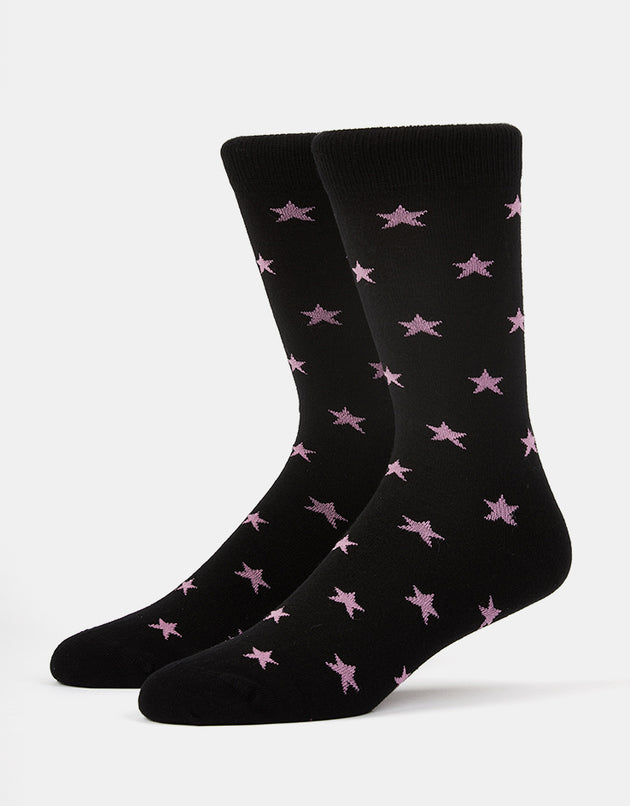 Route One All Over Stars Socks - Black/Pink